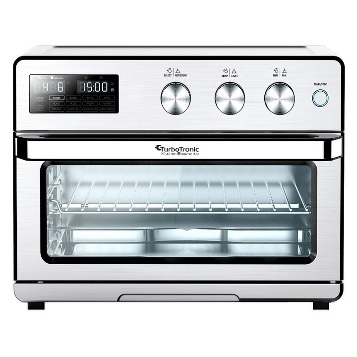 Friteuza profesionala cu aer cald 3in1 TurboTronic TT-AF32DRD, deshidrator, rotisor, 1700W, 32 l, temporizator, fara uleI, inox