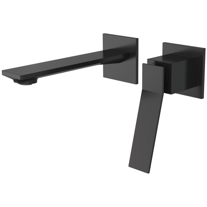 Baterie lavoar, cada, Negru Mat, montaj incastrat in perete, Delos