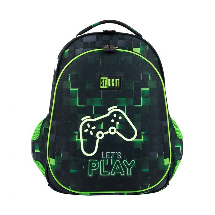 Ghiozdan clasele I-IV, 2 compartimente, 2 buzunare, Majewski, Gama St. Right, Colectia Dark Game, HB-01