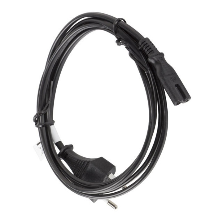 Cablu pentru alimentare Radiocasetofon, TV sau alte dispozitive 1.8 M - Conector CEE 7/16 la IEC 320 C7, 2 pini, 10A, negru