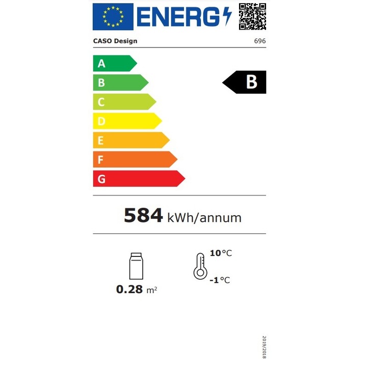 Vitrina frigorifica bauturi Caso Germany, BBQ Cooler Medium, capacitate 125 l, H 102.5 cm, temperatura reglabila -1-10°C, iluminare LED, usa din sticla anti-UV, silentios, potrivit si pentru exterior, inox