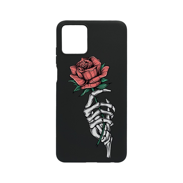 BestCase Slim Szilikon 0.8MM telefontok, Vivo Y01, Rose In Skeleton Hand, B 1023