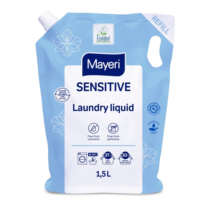 Detergent lichid pentru haine SENSITIVE fara parfum, coloranti sau agenti de conservare 1,5L © Mayeri Sensitive