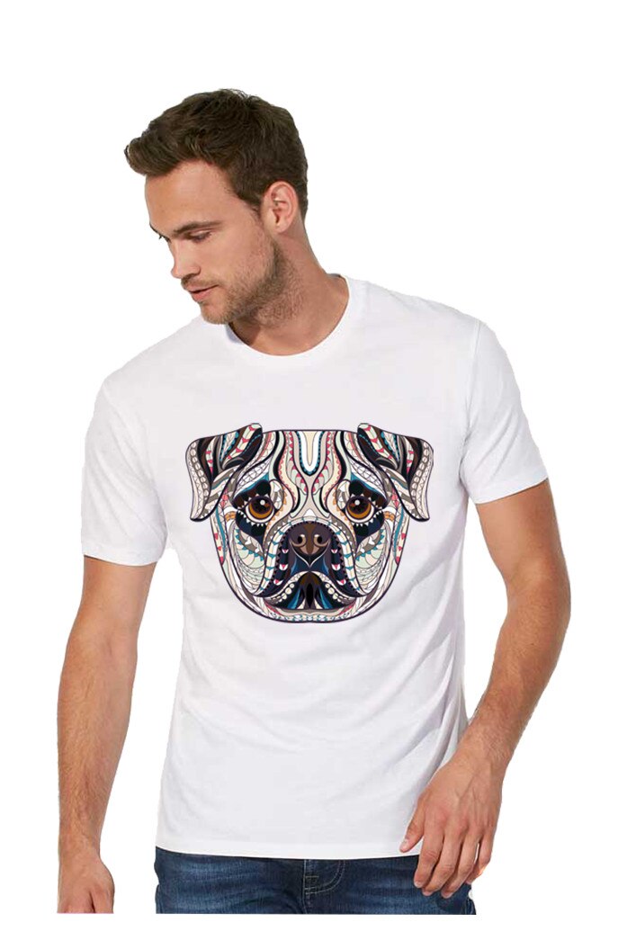 Tricou imprimeu Pugdog, Alb