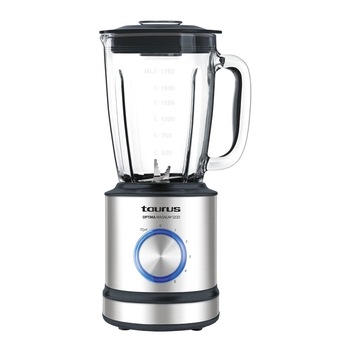 Blender Taurus Optima Magnum 1200, 1200W, 5 viteze, functie Turbo si Puls pentru spart gheata, iluminare cu LED, vas sticla 1.75 l, cutit cu 6 lame, Inox Blender Taurus Optima Magnum 1200, 1200W, 5 viteze, functie Turbo si Puls pentru spart gheata, iluminare cu LED, vas sticla 1.75 l, cutit cu 6 lame, Inox