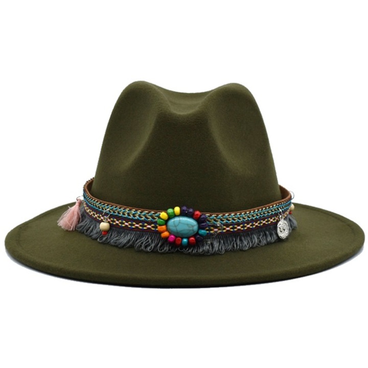 Palarie vintage unisex, Izmael, Poliester/Bumbac, Verde, 58 cm