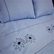 Единичен бродиран комплект спално бельо, Casa Bucuriei, модел Watter Lilly, 6 части, син, 100% памук, чаршаф с размери 180/270 см и плик за завивка 150/220 см