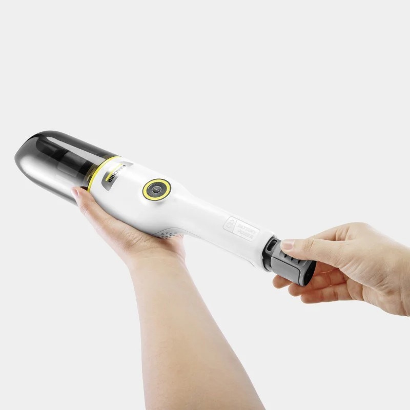 Aspirator de Mana KARCHER CVH 2 CVH24BAT, 4.2V, Autonomie Maxima 10 min, Motor BLDC, Alb-Negru