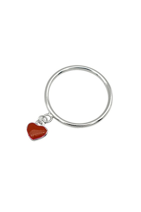 Inel din argint 925 Red Heart cu pandantiv in forma de inima rosie, masura ajustabila, aniversare, sarbatori, martisor