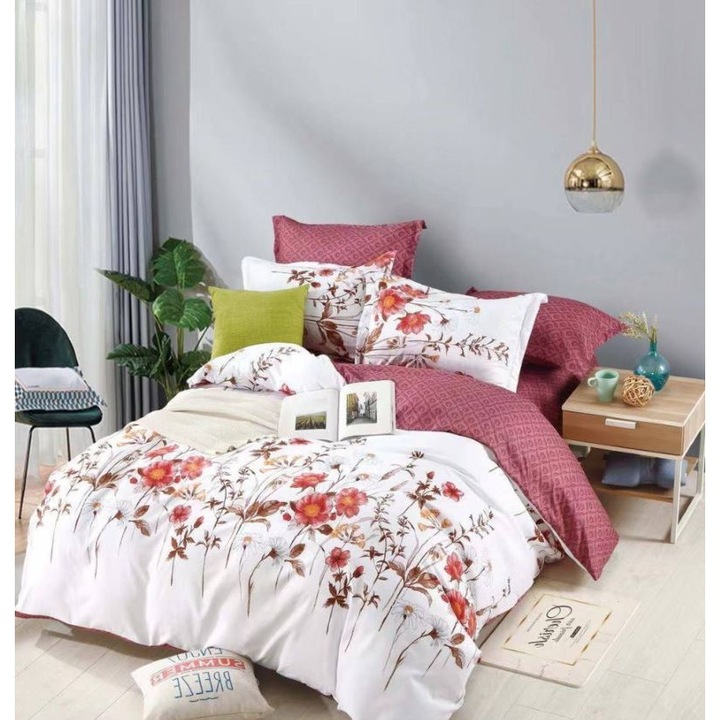 Спално бельо, Jojo Home, щампа Полски цветя, 6 части, 2 лица, 234x240см, Finet Superior