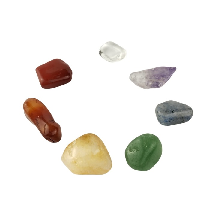 Set cu cristalele celor 7 chakre, 7 pietre semipretioase naturale de 13-15mm