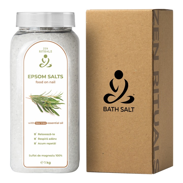 Saruri de Baie Epsom (amara) cu ulei esential de Arbore de Ceai, Zen Bath Salt, 1 kg