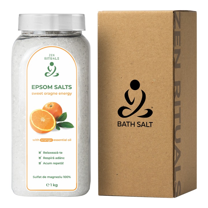 Saruri de Baie Epsom (amara) cu ulei esential Portocala, Zen Bath Salt, 1 kg