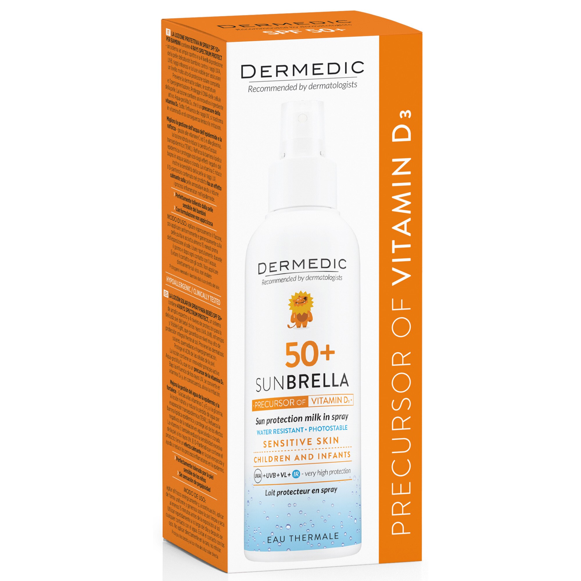 Слънцезащитно спрей мляко SPF 50+ Sunbrella Baby Dermedic, 150 мл - eMAG.bg