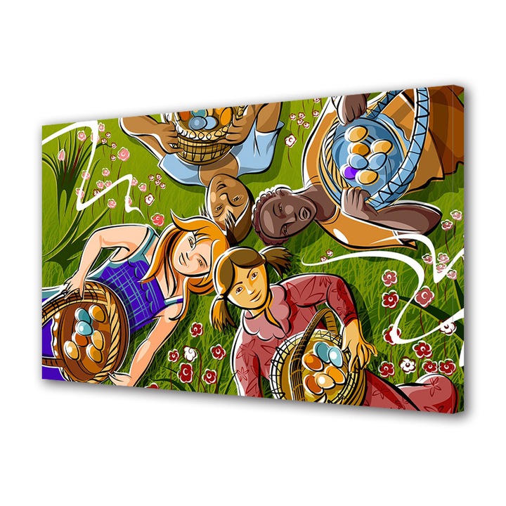 Tablou Canvas Sarbatori Paste Copii fericiti de Paste 20 x 30 cm