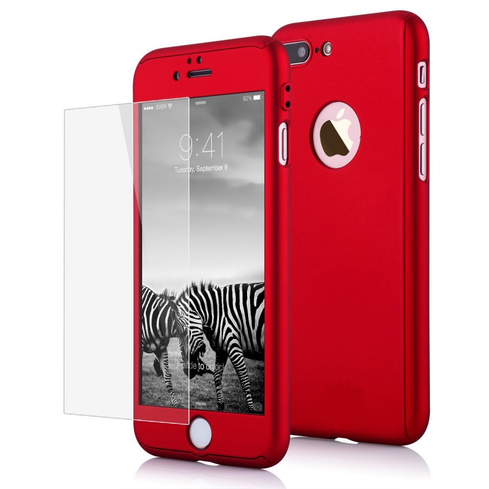 Husa Iphone 5/5s Full Cover 360 + folie sticla, Rosu