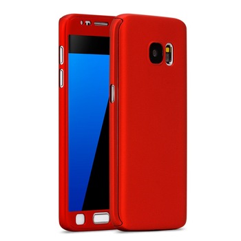 Husa Samsung S7 Full Cover 360 + folie, Rosu Husa Samsung S7 Full Cover 360 + folie, Rosu