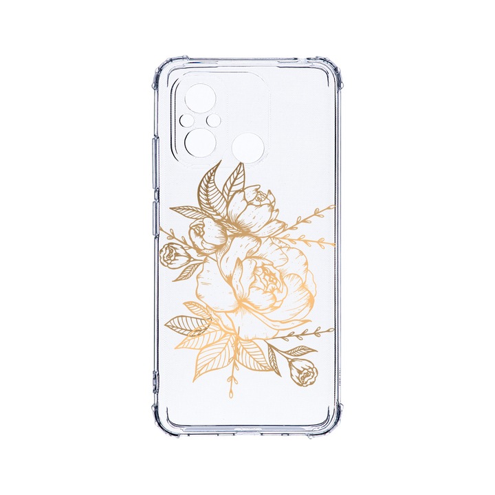 Husa BestCase® Anti Shock 1.5MM, Compatibila Cu Xiaomi Redmi 12C, Golden Rose, Rezistenta La Socuri, Protectie Camera, AS 989