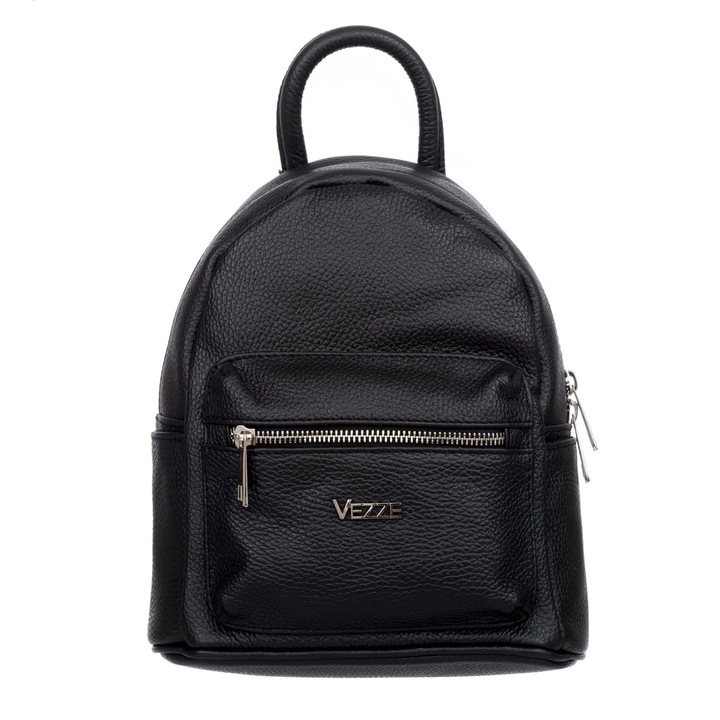 Раница Pulito, Vezze, Естествена кожа, 24 x 16 x 25 см, Черна