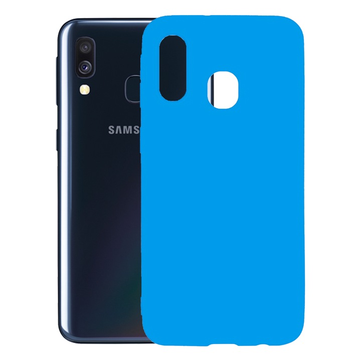 Husa protectie, interior de catifea, compatibila cu Samsung Galaxy A40, FONIX BloomShield, silicon, margini ridicate, slim, Albastru