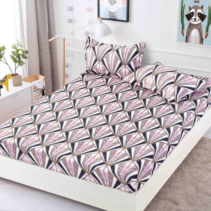 Покривало за двойно легло, с ластик, Jojo Home, Абстрактен принт, М2, 3 части, 2 лица, 180x200см, Finet