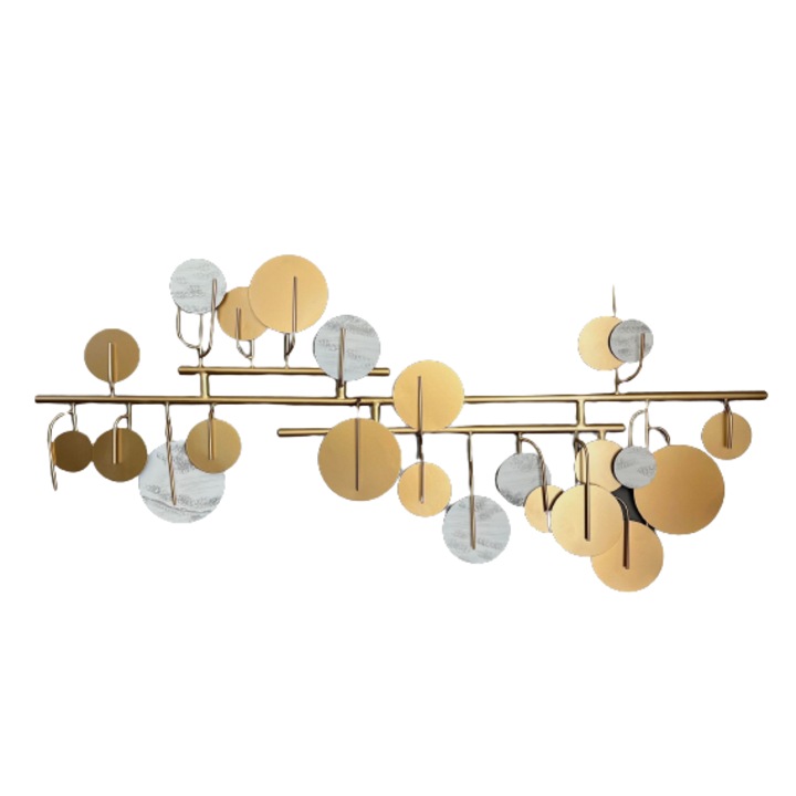 Decoratiune de perete, metalica, Modern Gold, 120x57cm, Auriu/Aspect marmura