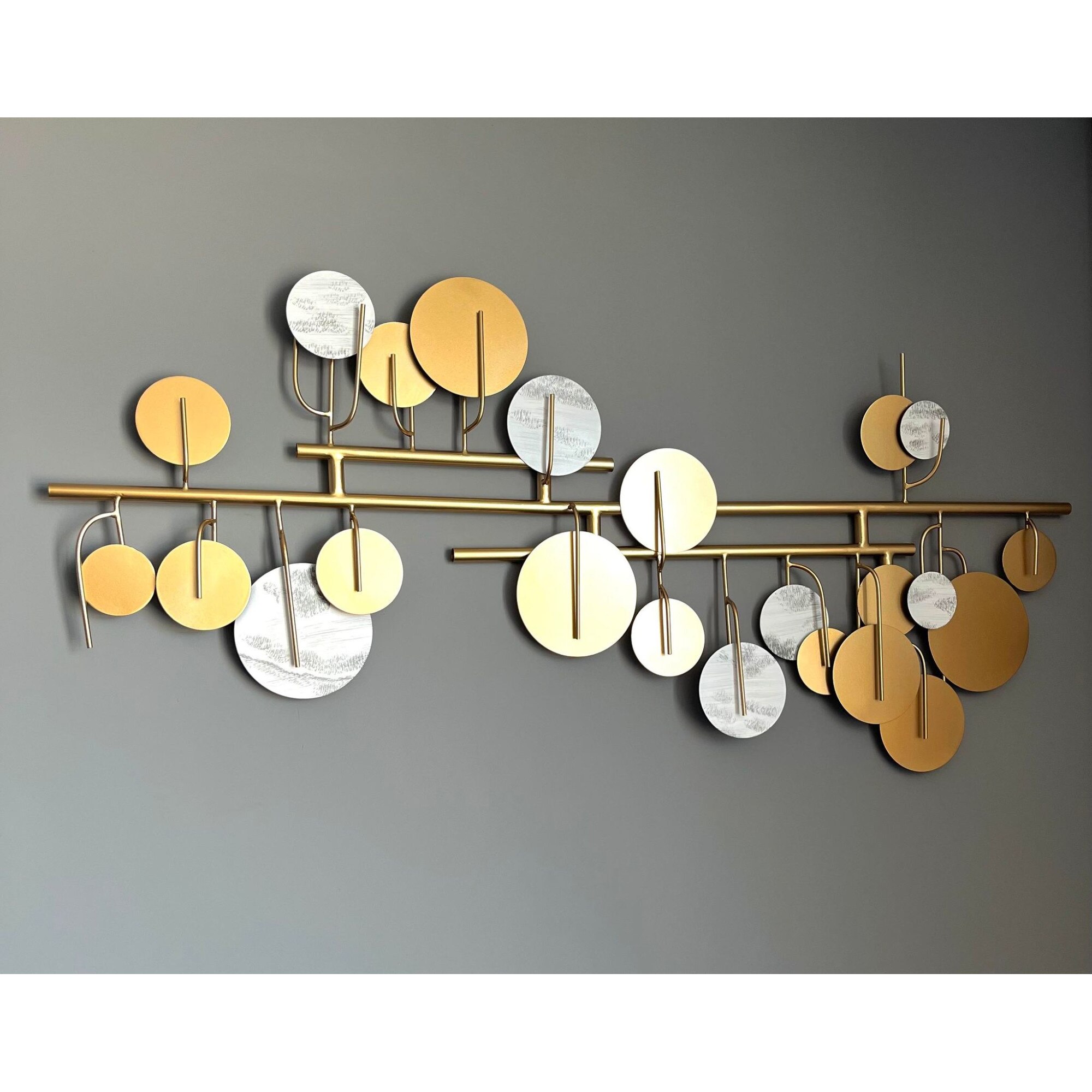 Decoratiune De Perete Metalica Modern Gold 120x57cm Auriuaspect Marmura Emagro 