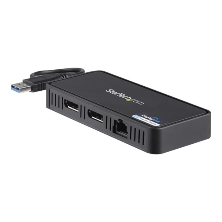 StarTech.com USBA2DPGB dokkoló állomás és port replikátor Vezetékes USB 3.2 Gen 1 (3.1 Gen 1) Type-A Fekete (USBA2DPGB)