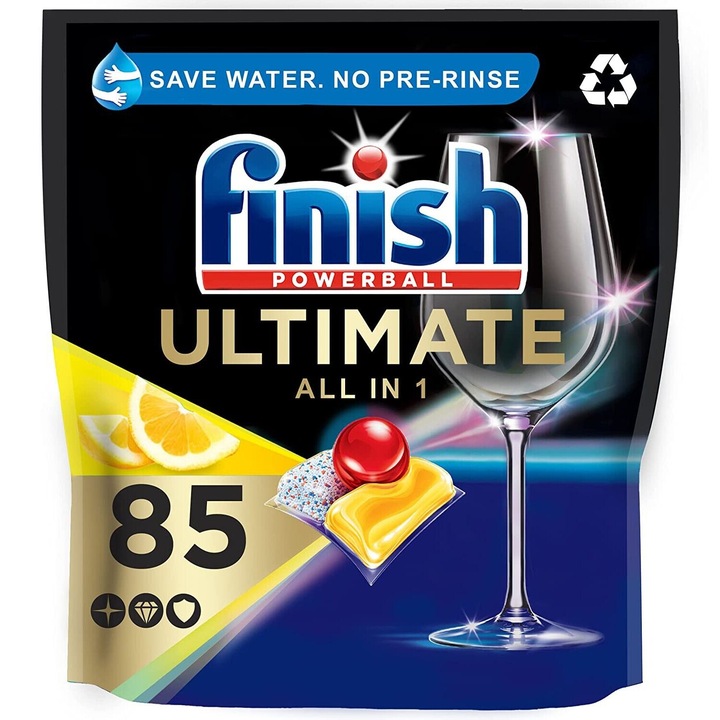 Finish Ultimate All in 1 Lemon Sparkle mosogatógép kapszula mosogatószer, 85 mosás