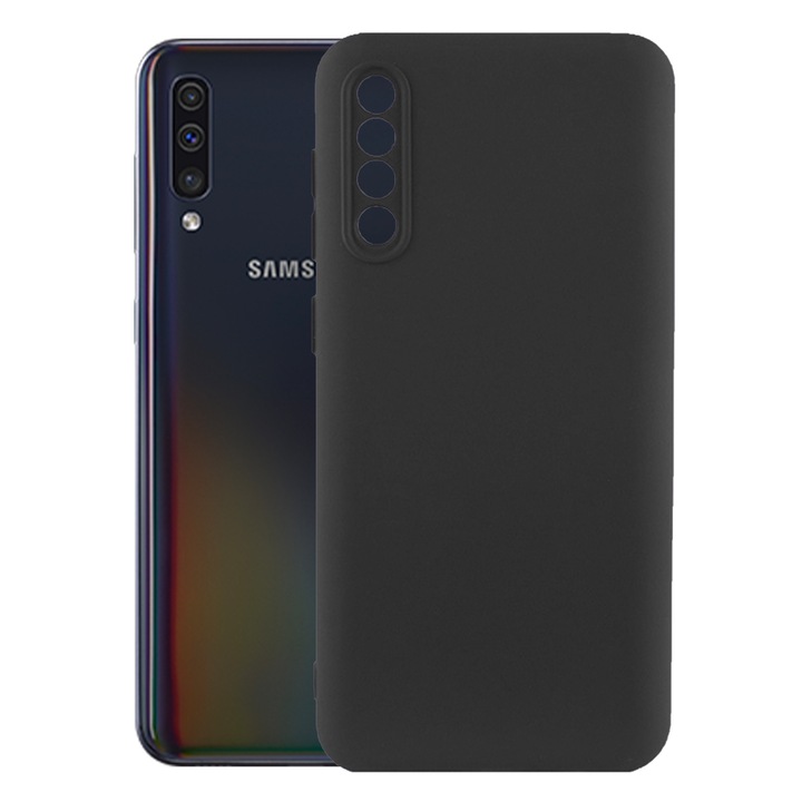 Védőtok, bársony belső, Samsung Galaxy A50 / A30s kompatibilis, FONIX BloomShield, szilikon, emelt élek, vékony, fekete