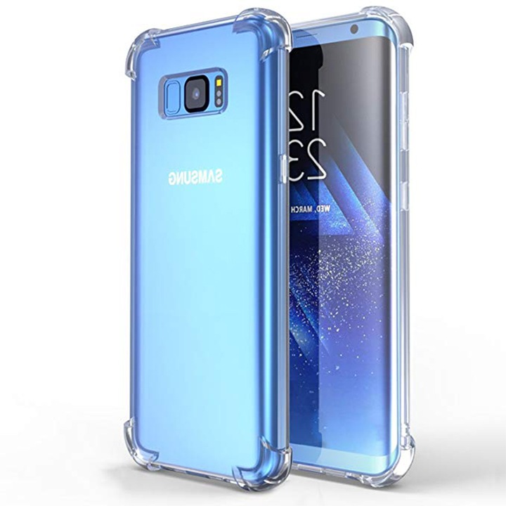 Удароустойчив калъф, съвместим със Samsung Galaxy S8, Supreme Protection, Drop-Proof, Shock-Proof, Допълнителна защита в ъглите, Минималистичен дизайн, 1,5 мм, Прозрачен