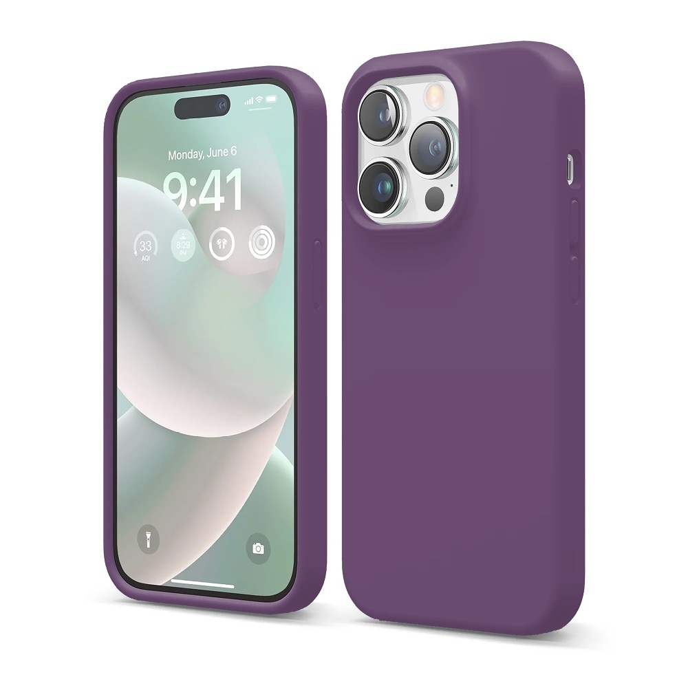 Husa CASEY STUDIOS™ compatibila cu iPhone 14 Pro, Soft Silicone Premium, Microfibra in Interior, Light Purple, de Protectie, Ultra Slim, pentru Incarcare Wireless, Margini Ridicate de Protectia Ecranului si a Camerelor