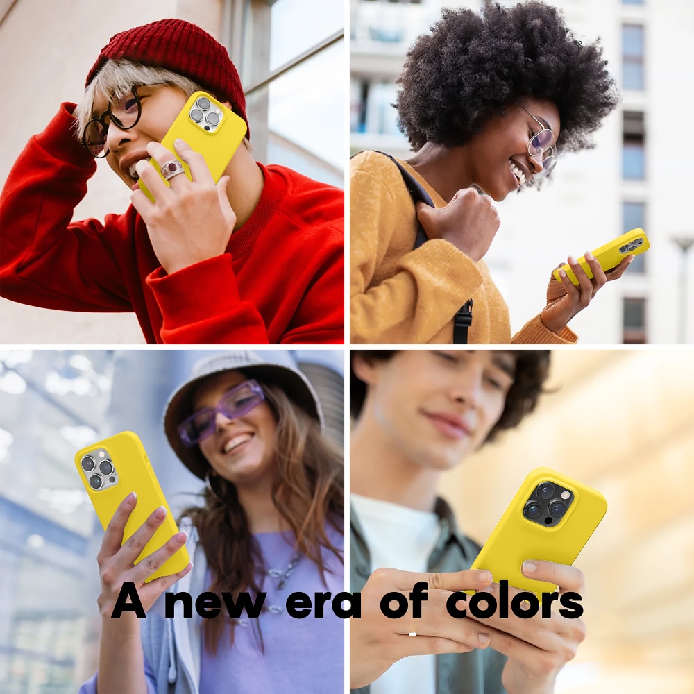 Husa CASEY STUDIOS Premium Soft Silicone pentru iPhone 14 Pro, Silicon, Microfibra in Interior, Yellow, Ultra Slim, compatibila cu Incarcare Wireless, Margini Ridicate pentru Protectia Ecranului si a Camerelor