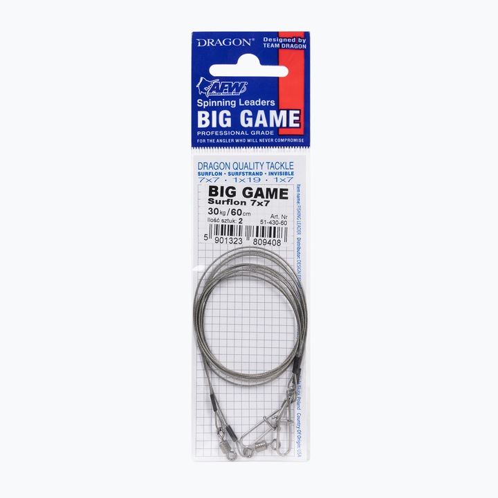 Pörgető vezér DRAGON Wire 1x7 Big Game, 2 db, ezüst PDF-.51-430