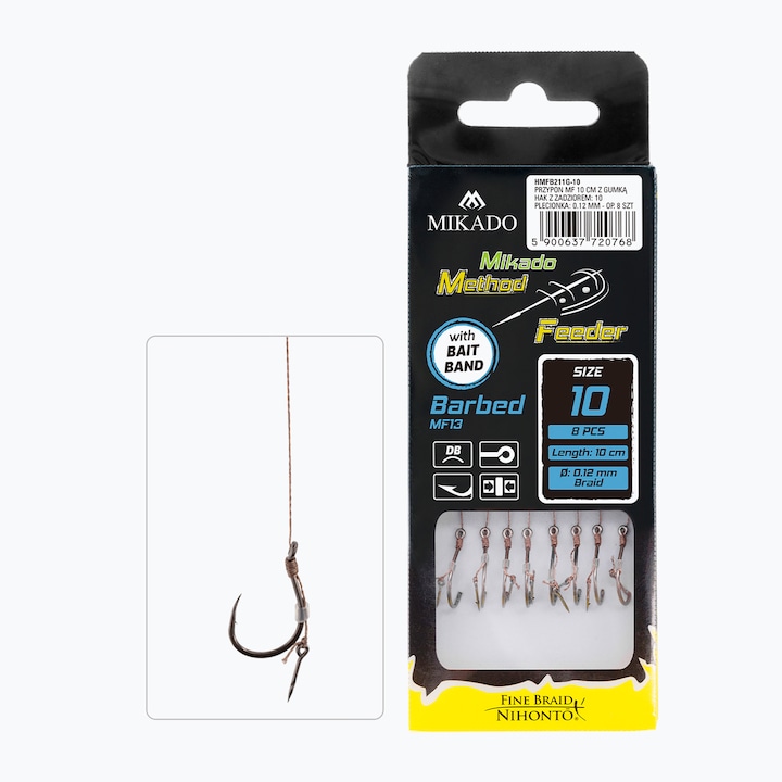 Set 8 carlige pentru pescuit, MIKADO, 10cm, Argintiu