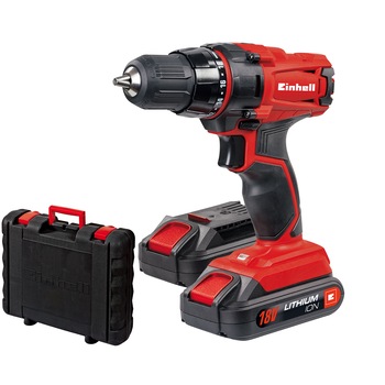 Masina de gaurit si insurubat (bormasina) Einhell TC-CD 18-2 Li, 18 V, 1250 RPM, 38 Nm, 2 acumulatori, incarcator, valiza transport Masina de gaurit si insurubat (bormasina) Einhell TC-CD 18-2 Li, 18 V, 1250 RPM, 38 Nm, 2 acumulatori, incarcator, valiza transport