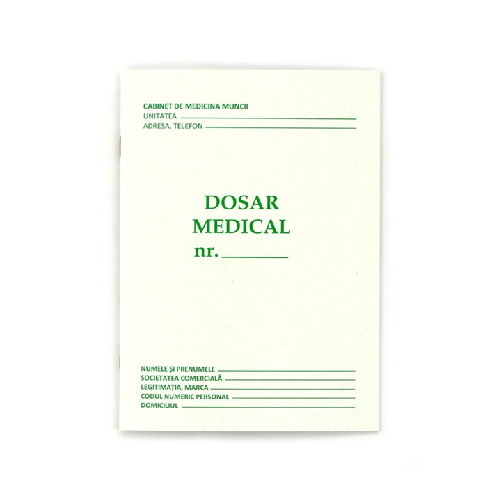 Dosar medical, format A5, orientare portret, 8 file