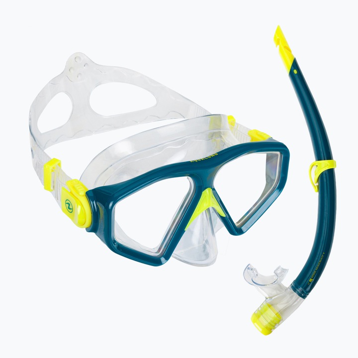 Set de scufundare, Aqualung, Ochelari si snorkel, Silicon, Albastru