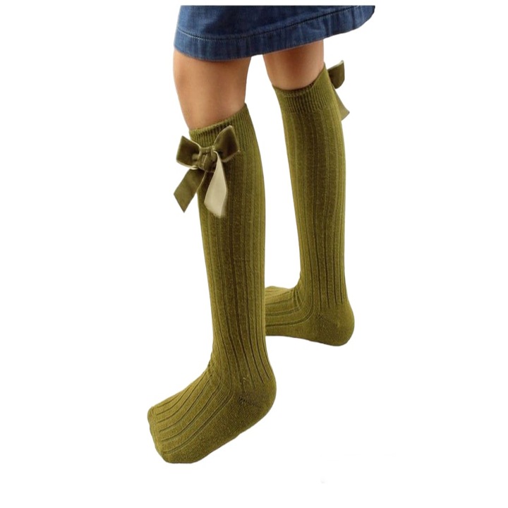 Дълги чорапи с панделка за момичета, Зелен