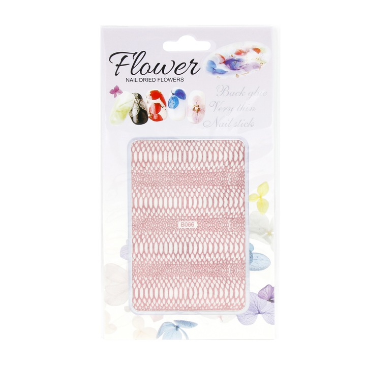 Sticker unghii, Global Fashion, Flower B06, Pink rainbow