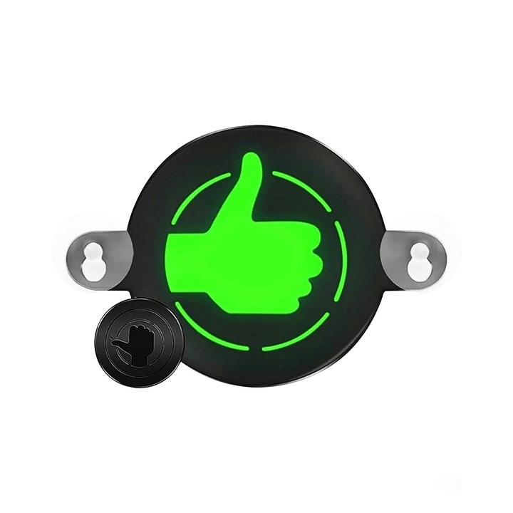 Accesoriu auto pentru parbriz, luneta cu Led, Buton like, gest trafic, cu wireless, verde