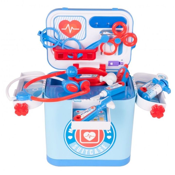 Set doctor valiza pe roti cu sunete si 13 accesorii incluse