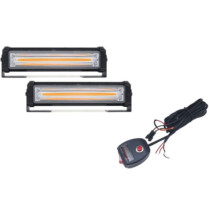 Set 2 buc stroboscoape COB 12/24v 36W 16cm portocaliu