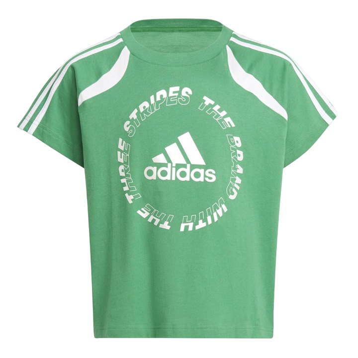Тениска за момиче, Adidas, памук, зелено/бяло, 110, 4-5 години