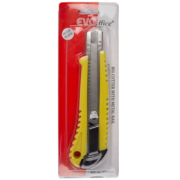 Cutter mare EVOffice, cu sina metalica, ambalare blister, 18 cm