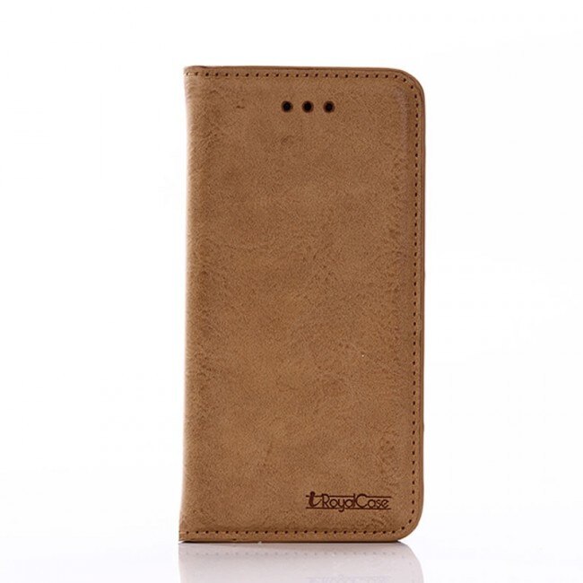 Husa iPhone 7, Producator iRoyal Case, Deschidere Laterala, Slot Card, Culoare Cogniac