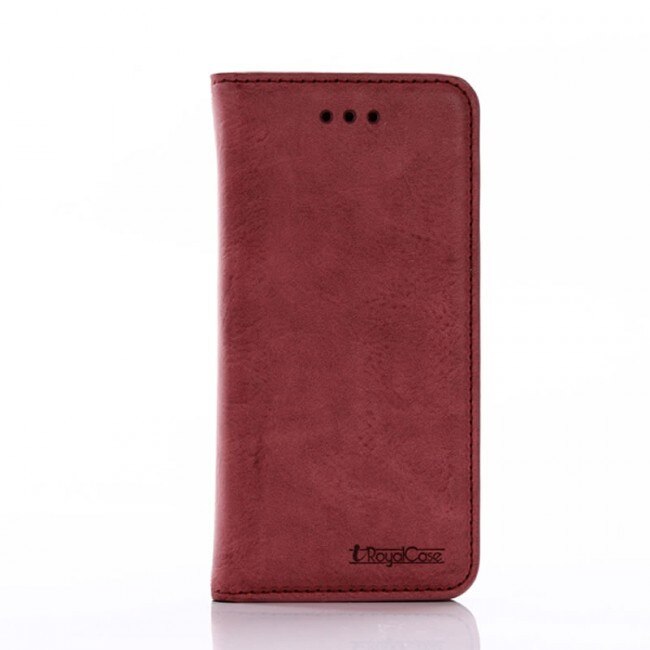 Husa iPhone 7, iRoyal Case , Protectie Completa Telefon, Piele Eco, Culoare Bordo
