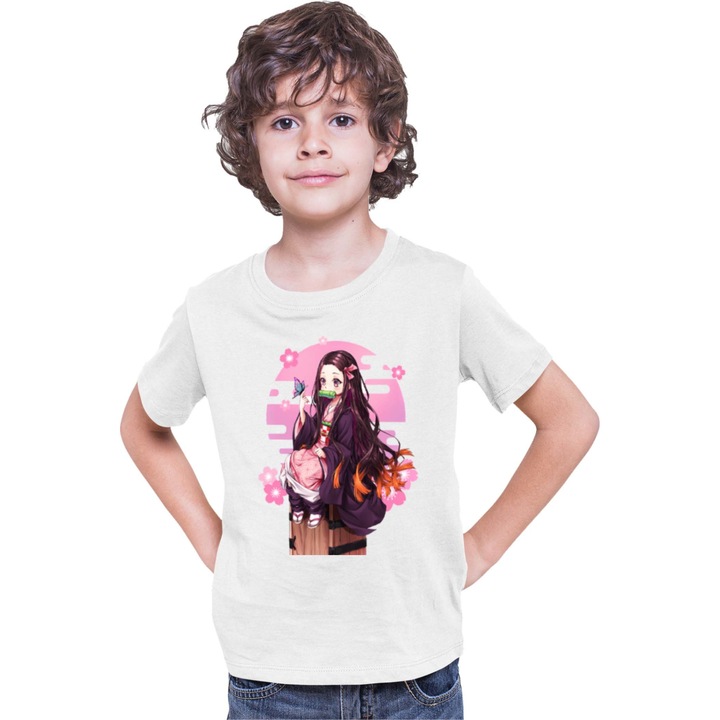 Gyerek póló Demon Slayer Kimetsu no Yaiba Nezuko Kamado 10, Fehér