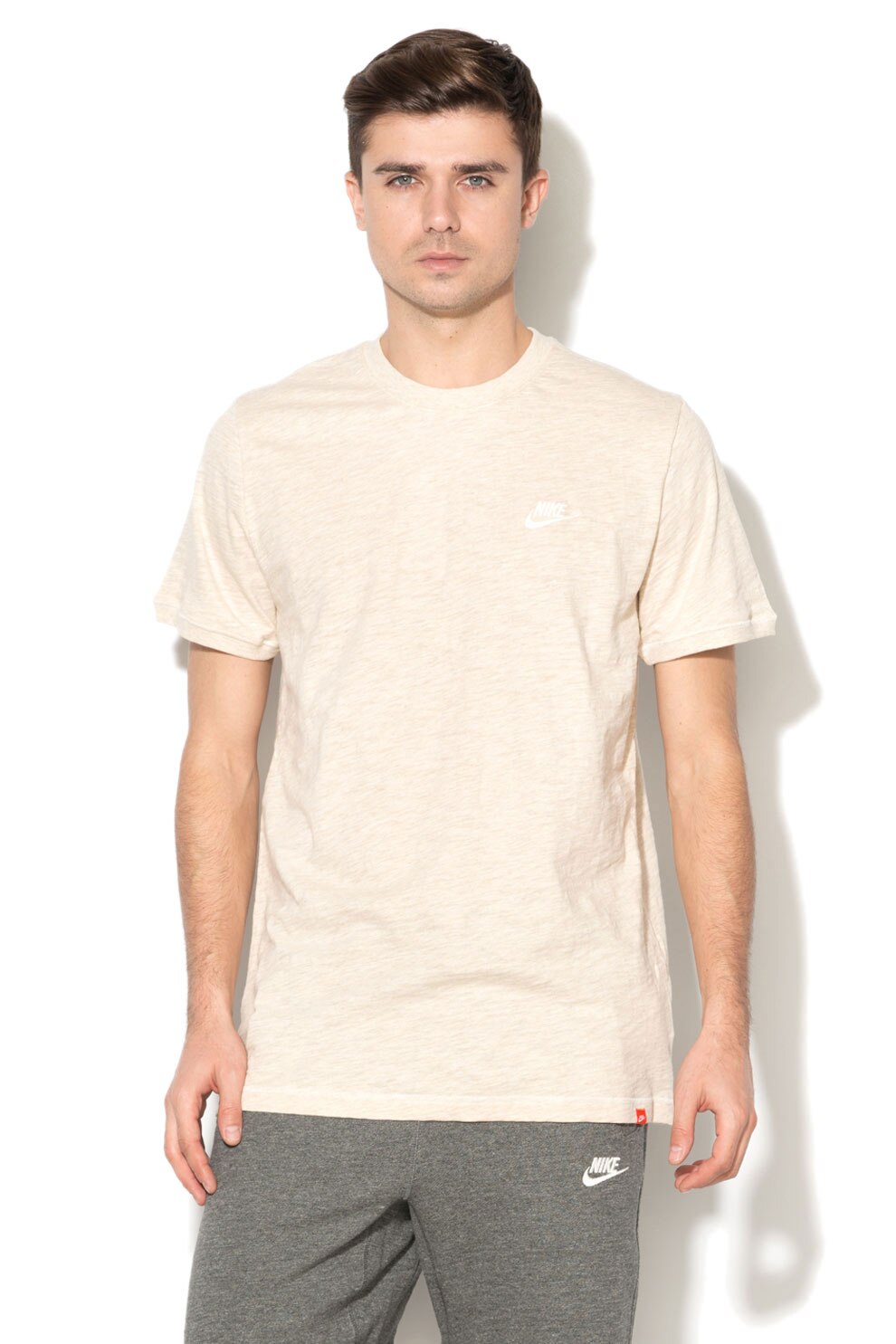 Nike, Tricou sport cu logo brodat3, Maro nisip