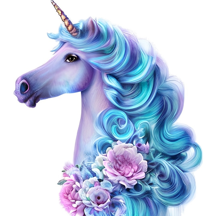 Dekorációs matrica, Egyszarvú, türkiz, 67 cm, 1233STK